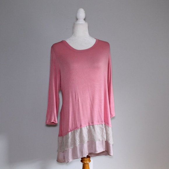 Logo Pink Tiered Tunic Dress Sz M